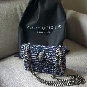 Kurt Geiger London Kensington Blue Tweed Handbag